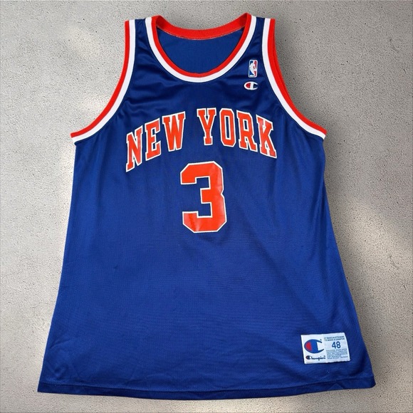 Champion Other - Vintage Champion New York Knicks John Starks Jersey Size 48 Blue Orange NBA 90s